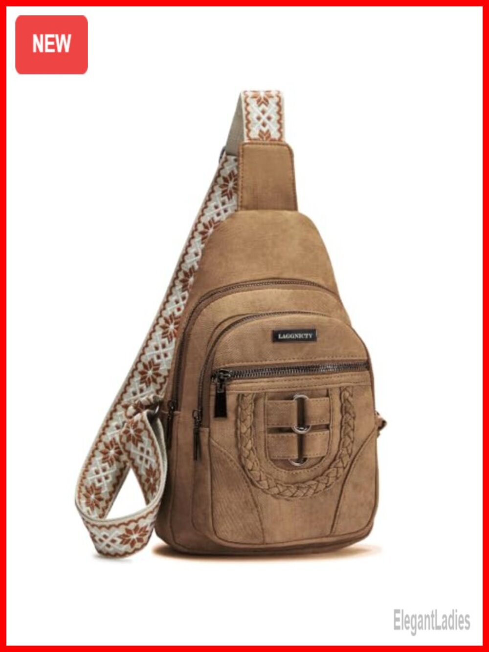 Sling Crossbody Bag PU Leather Boho Purse with Multiple Pockets